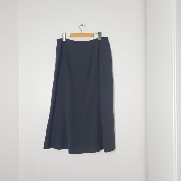 Investments Vintage A-Line Midi Skirt Classic Black Zippered Business Casual 12 - Picture 5 of 9
